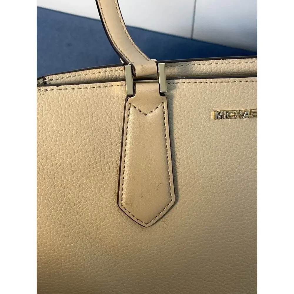 Michael‎ Kors Kimly Large Bonded Tote Bag Beige Pebbled Leather 35H9GKFT9T
